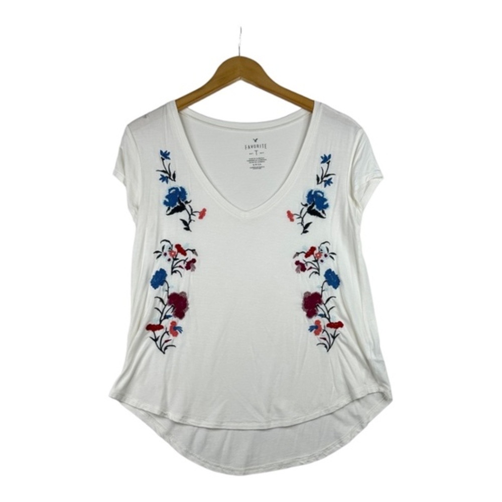 American‎ Eagle Outfitters White Floral Embroidered Top Size Small